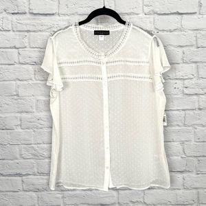 New Sheer Blouse Flutter Sleeve Simply Styled